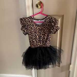 Girls dance Leopard Print Tutu Dress - Black & Gold